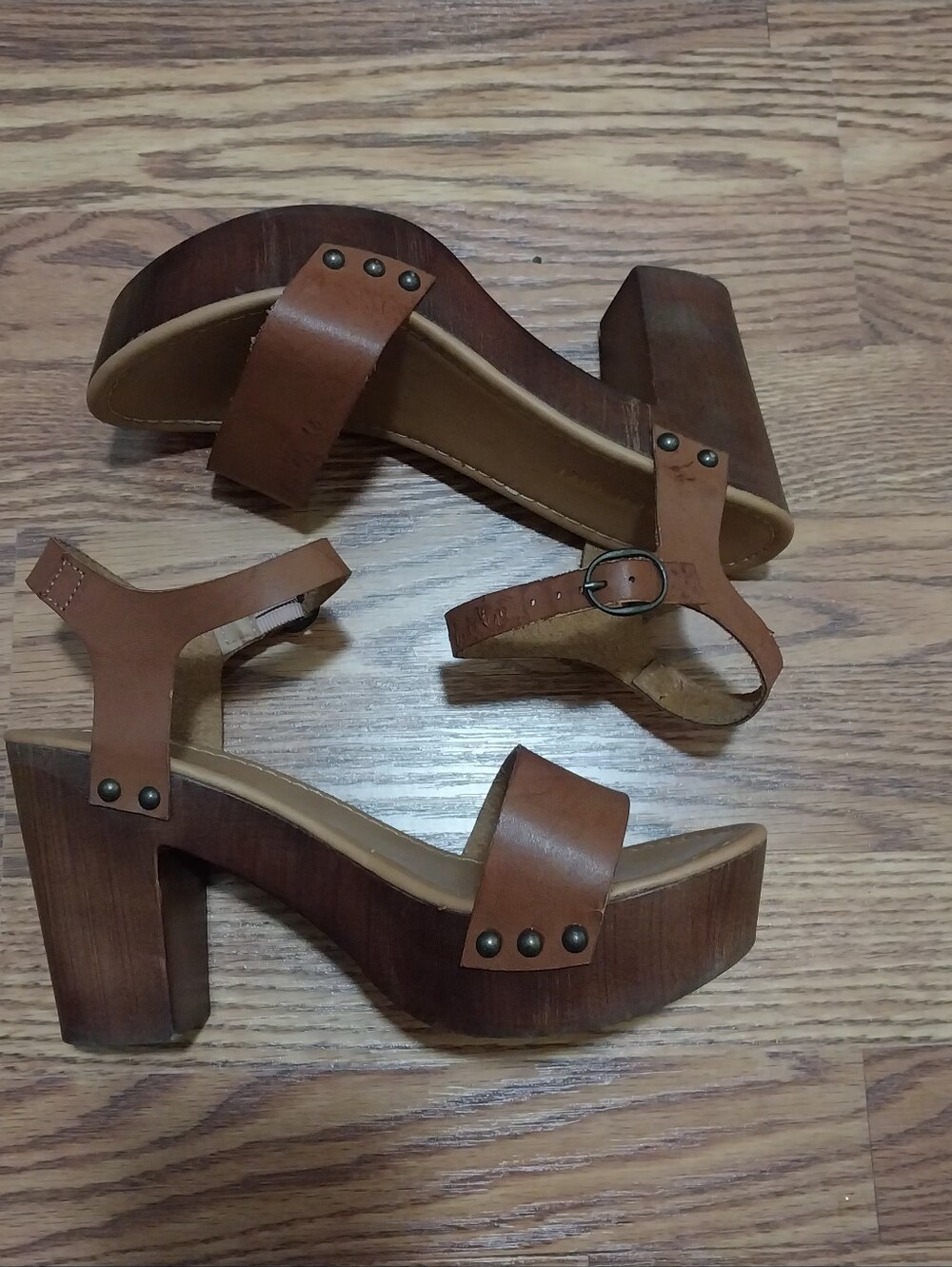 Madden Girl High Heel Sandal Women Size 8 Tan Brown Ankle Strap Open Toe Sandal